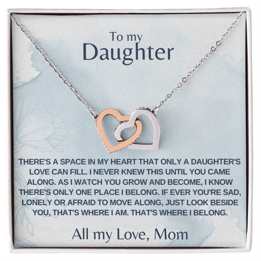 Daughter_from Mom_There's a space in my heart Interlocking Hearts Necklace