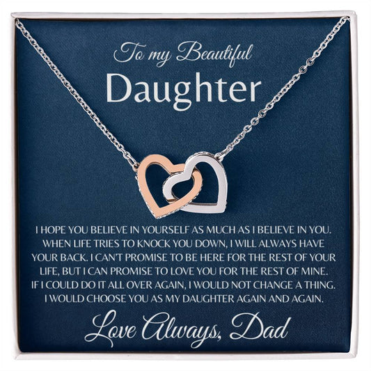 Daughter_from Dad_I hope you believe in yourself Interlocking Hearts Necklace