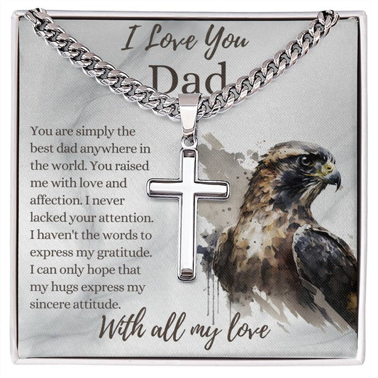 Dad_You Are Simply The Best_Artisan Cross on Cuban link Chain