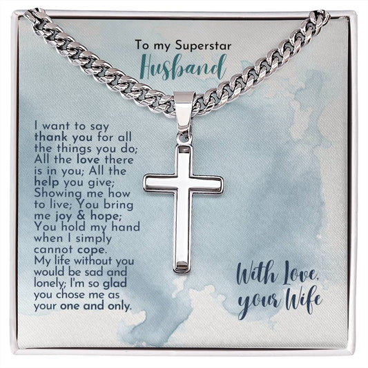 Husband | I Want To Say Thank-You | Artisan Cross Necklace