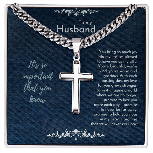 Husband | You Bring So Much Joy | Artisan Cross Necklace