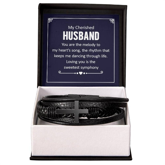 Husband_My cherished husband_Men's Cross Bracelet