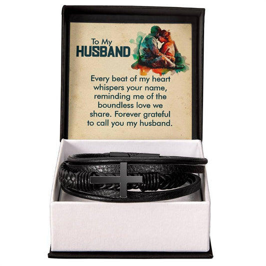 Husband_Every beat_Men's Cross Bracelet